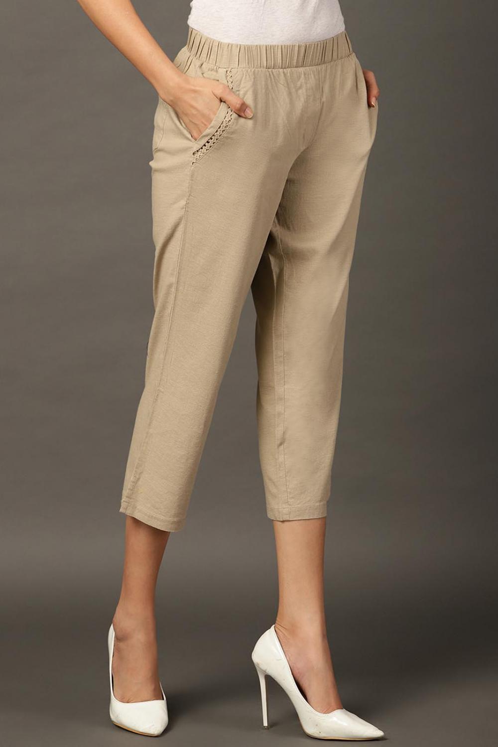 Beige Skin Capris - Lakshita