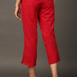 Red Regular Plain Designer Capri - Lakshita