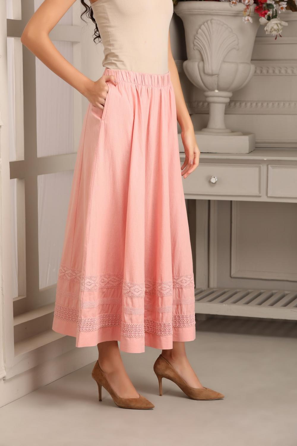 Peach Regular Length Skirt - Lakshita