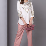 Peach Long Plan Pant - Lakshita