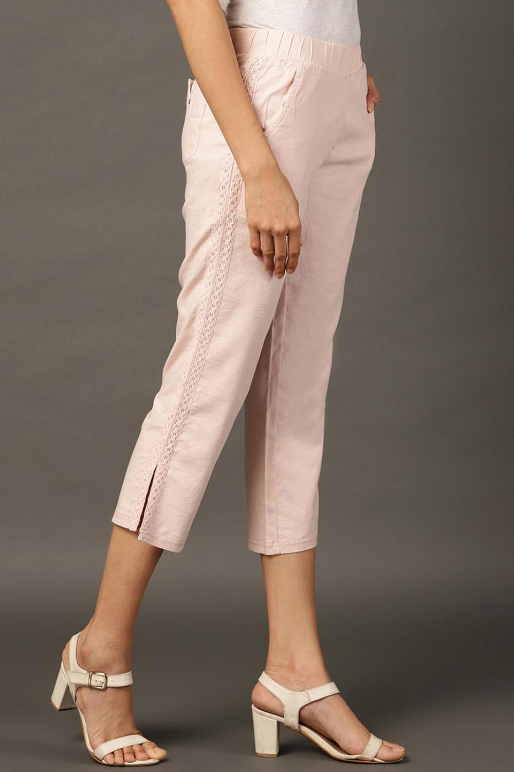 Peach Regular Plain Designer Capri - Lakshita