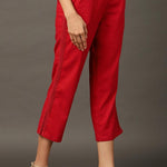 Red Regular Plain Designer Capri - Lakshita