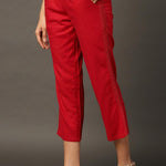 Red Regular Plain Designer Capri - Lakshita