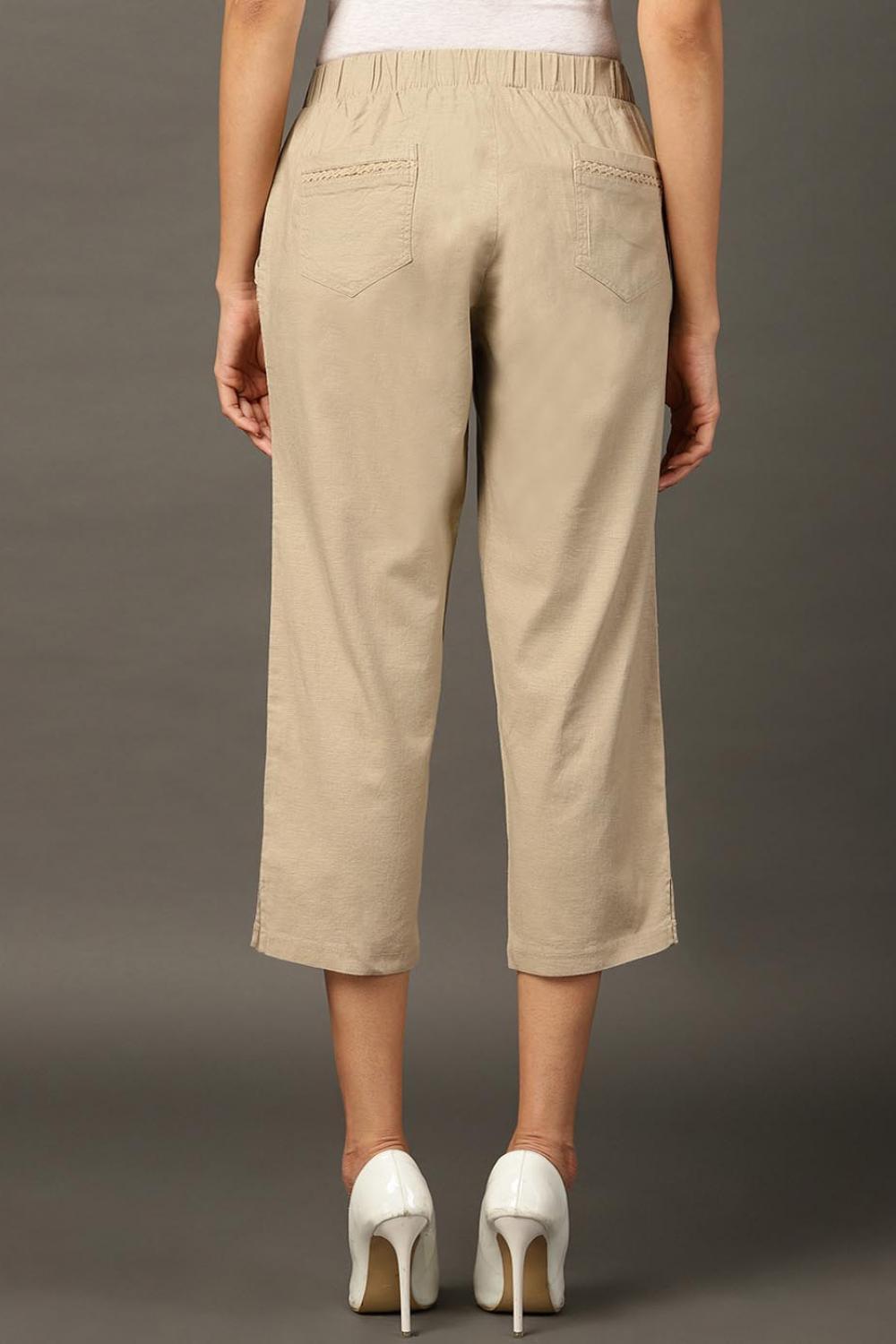 Beige Skin Capris - Lakshita